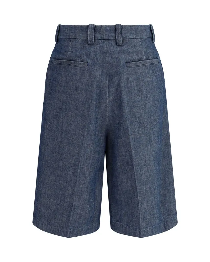 Jil Sander Men Blue Cotton Bermuda Shorts Blue