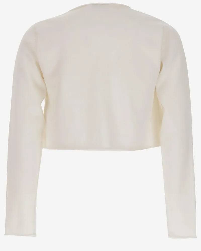 Il Gufo Girls' Short Cotton Cardigan White Sweater White