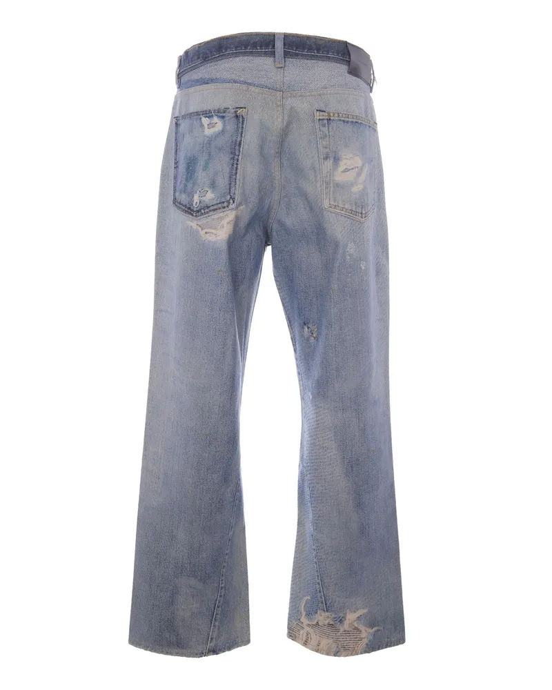 Our Legacy Men's Jeans Third Cut Digital Denim Print Blue Cotton Blue