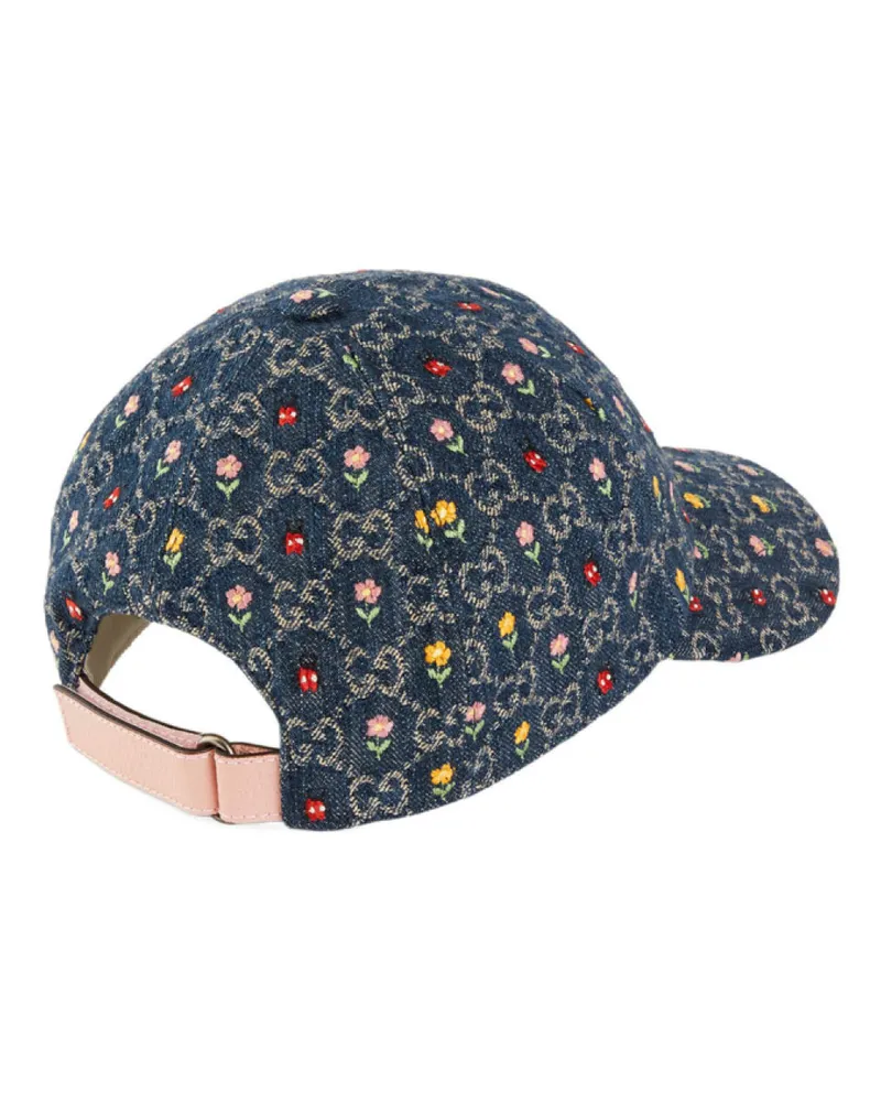 Gucci Women Embroidered Gg Denim Baseball Cap Blue Accessories > Beanies & Hats Blue