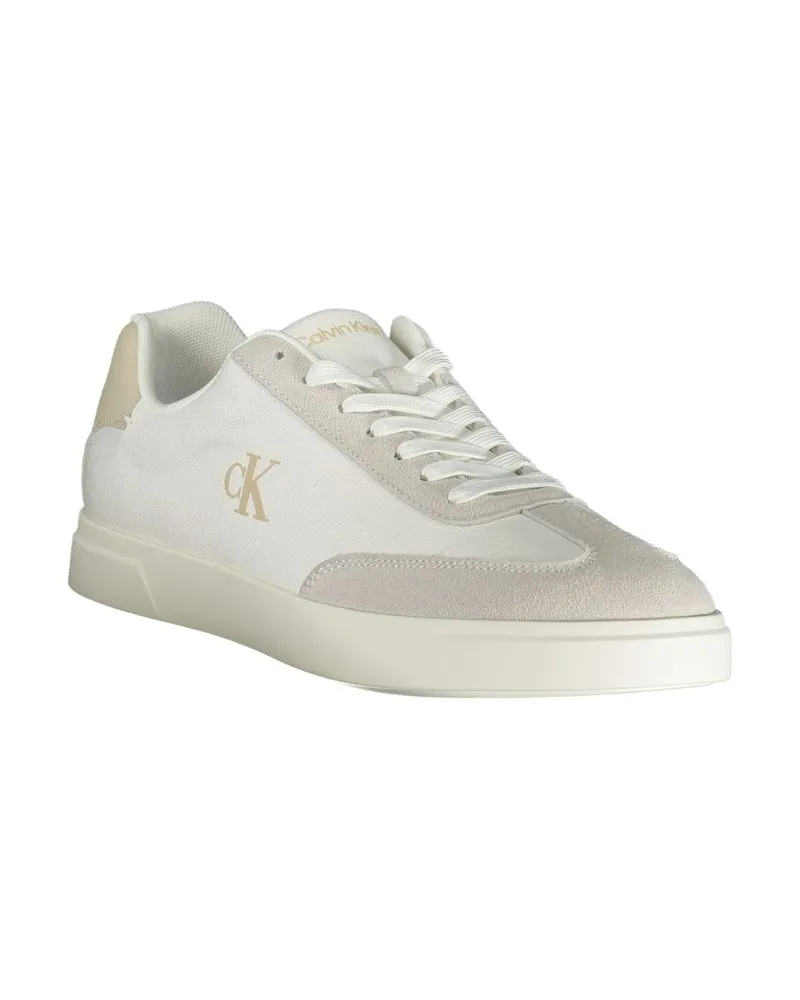 Calvin Klein Mixed-Material Low-Top Sneaker — White White