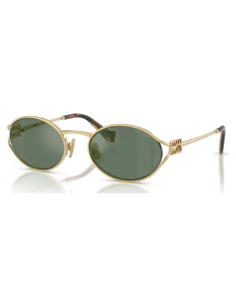 Miu Miu MU52YS Oval Metal Frame Sunglasses — Gold Gold