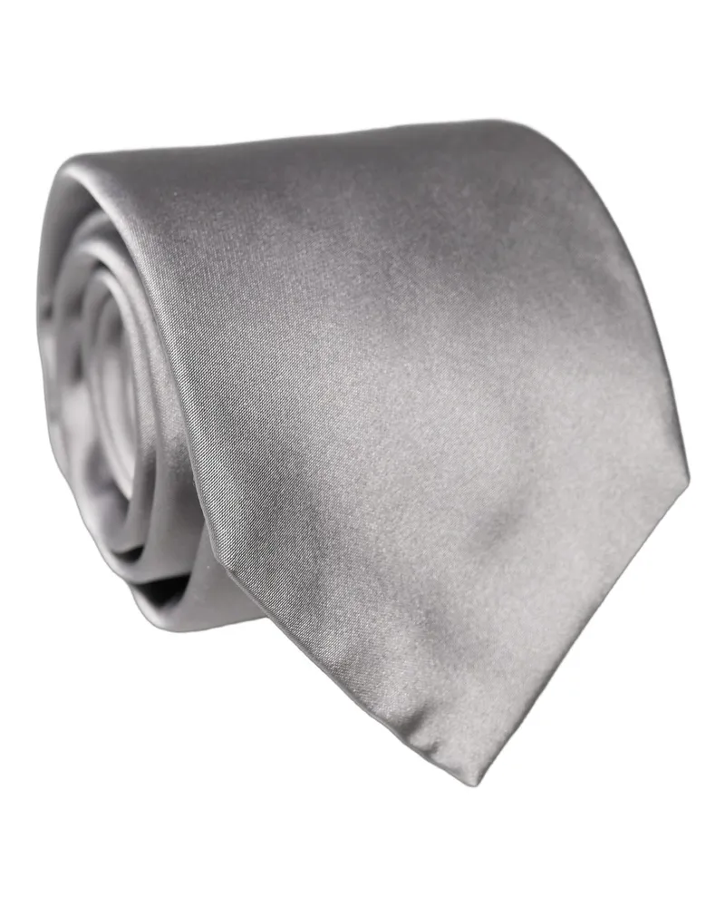 Dolce & Gabbana Gray Satin Silk Adjustable Men Tied Necktie Tie Gray