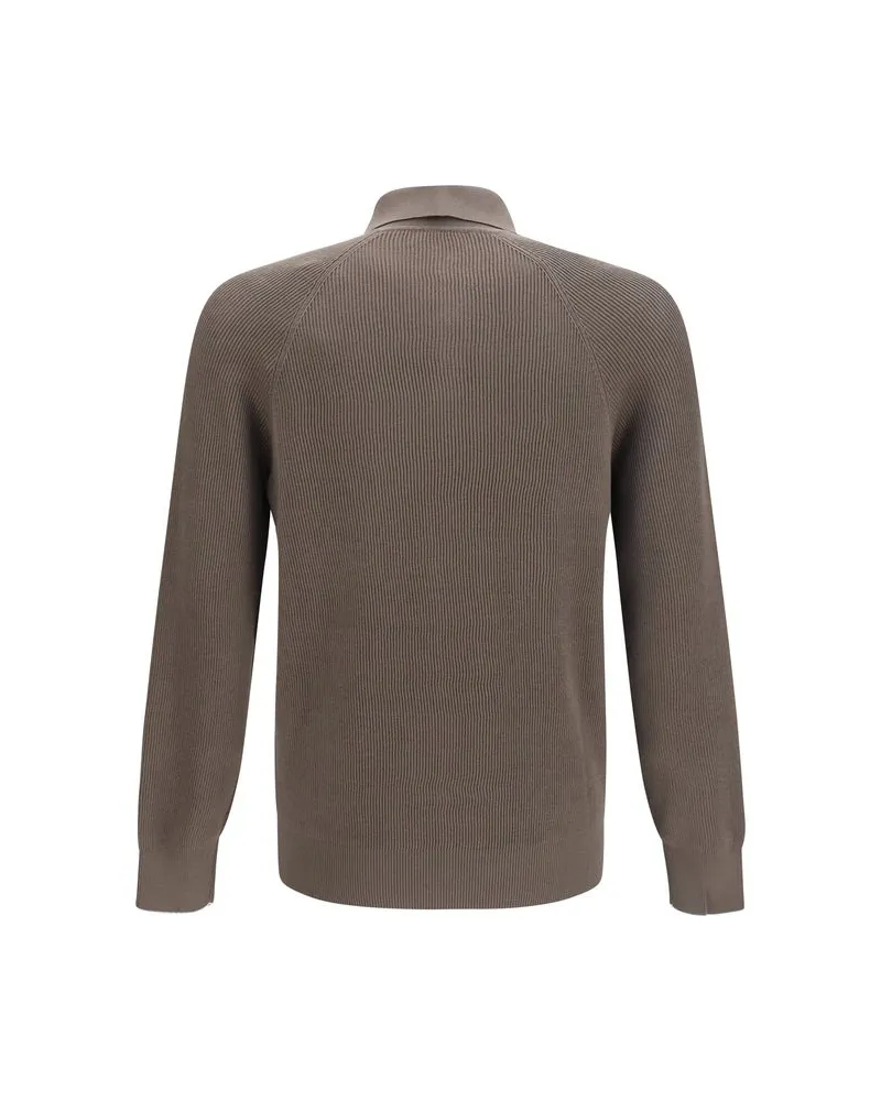 Brunello Cucinelli Men's Brown Cotton Polo Shirt Brown