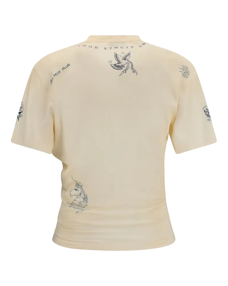 Balenciaga Women's Cotton T-Shirt Ivory T-Shirts And Polos Beige