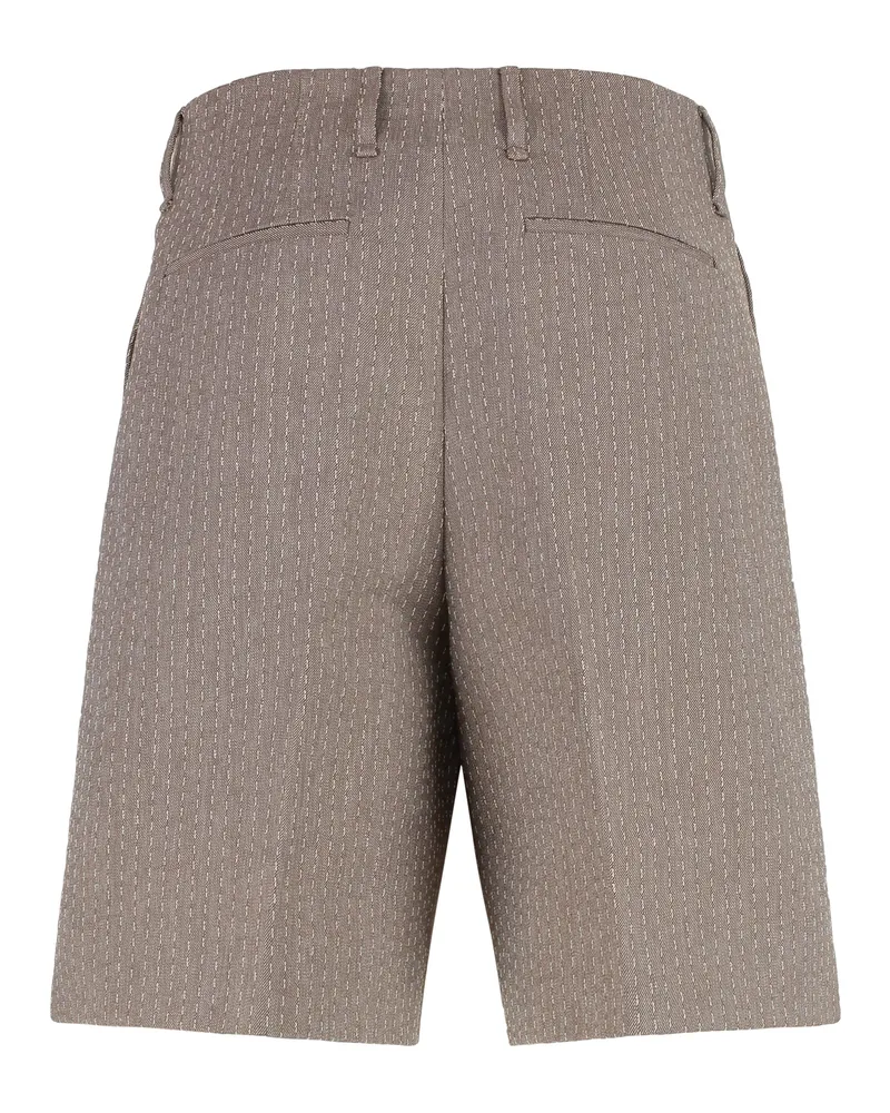 Fendi Men's Bermuda Shorts Pecan Cotton Linen Brown