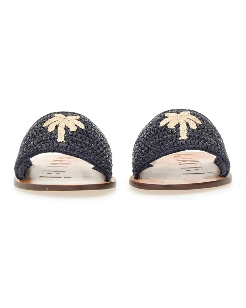 Manebí Raffia Upper Slide Sandal — Blue Blue