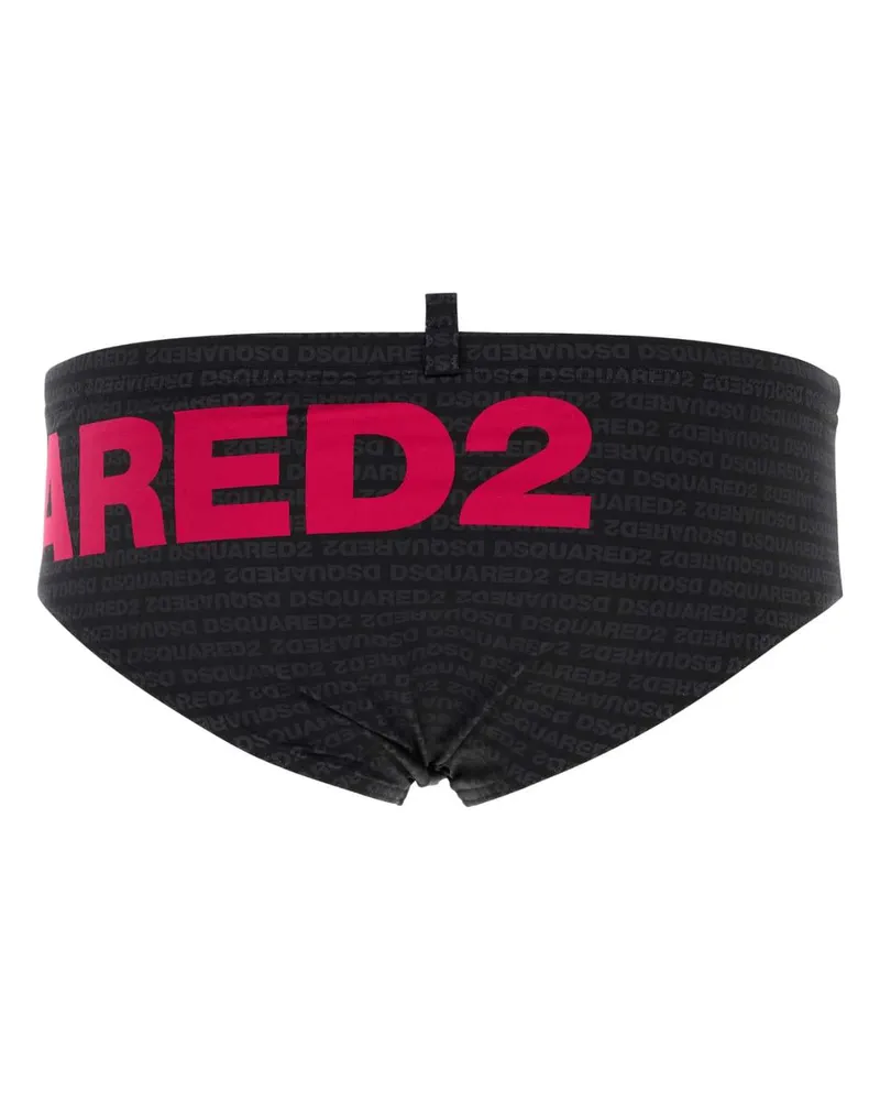 Dsquared2 Men's Printed Stretch Nylon Swimming Brief Black Exterior: Elastane Costumi Da Bagno Black