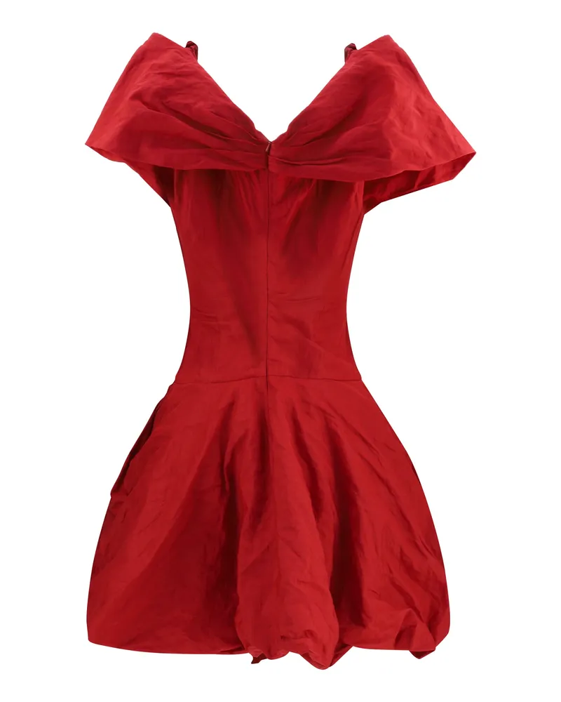 Magda Butrym Women's Draped Shawl-Collar Midi Dress Red Cotton; Metal Red