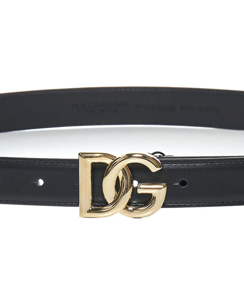 Dolce & Gabbana Women's Calfskin Belt With Logo Black Calf Leather Black
