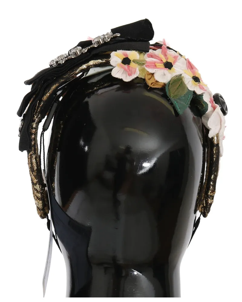 Dolce & Gabbana Floral Crystal Bow Tiara — Black Black