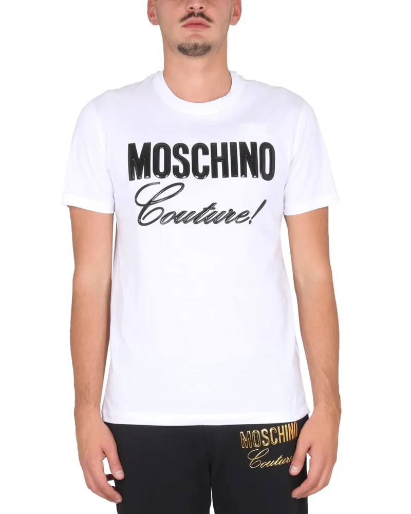 Moschino Logo-Print Crewneck T-Shirt — White White