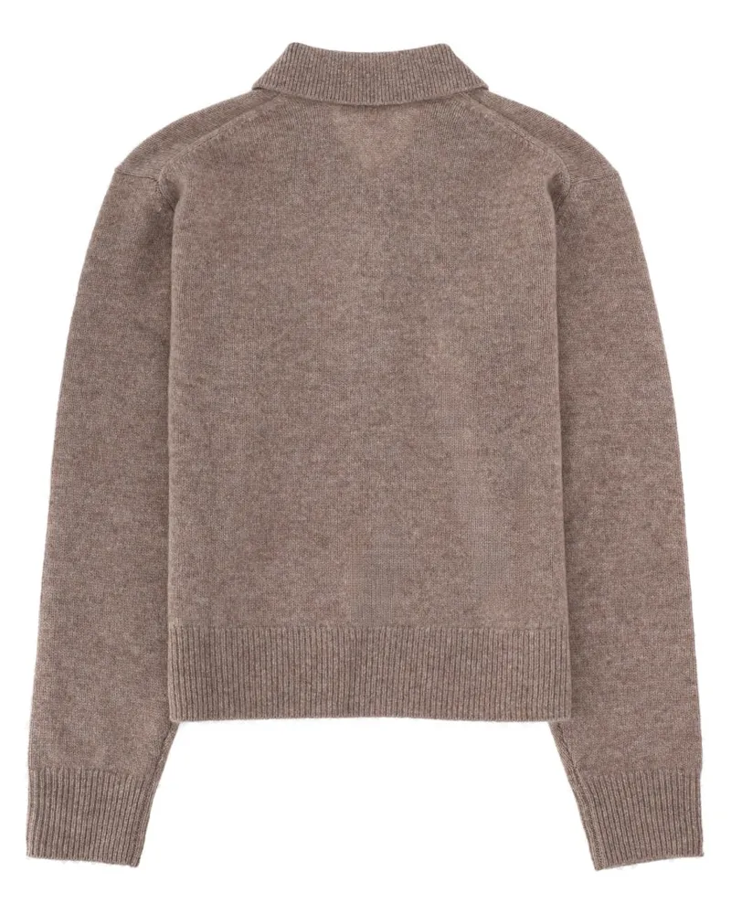 SPORTY & RICH Cashmere-Wool Polo Shirt — Brown Brown