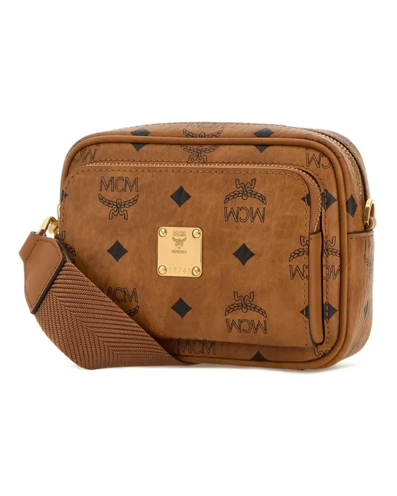 MCM Women's Printed Canvas Aren Crossbody Bag Cognac Borse A Tracolla Cognac