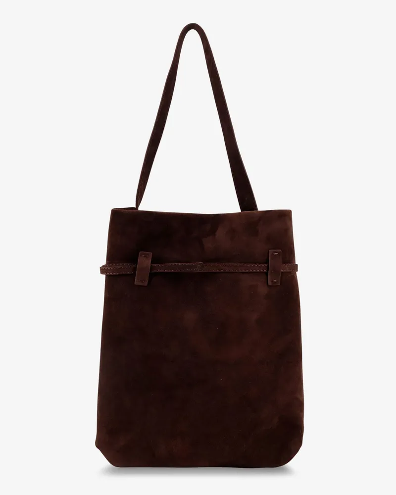 Manu Atelier Women's Suede Tote Du Jour Shoulder Bag Brown Brown