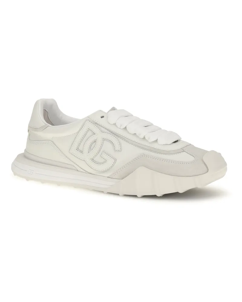 Dolce & Gabbana Athletic Fabric and Leather Sneakers — White White
