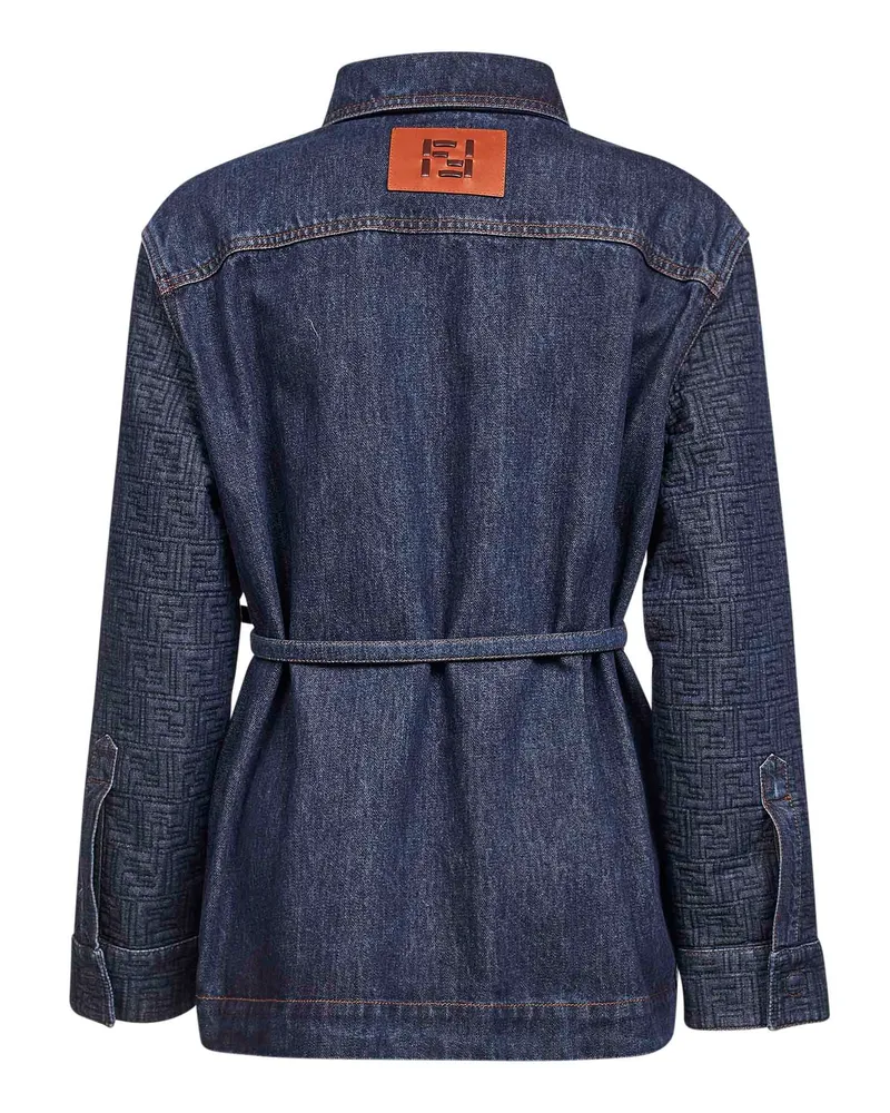 Fendi Women's Dark Blue Denim Go-To Jacket Cotton Bomber Blue