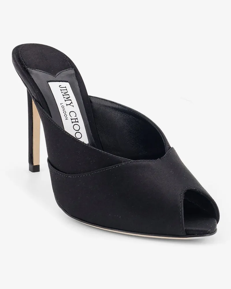 Jimmy Choo Women's Mule Brigitte 100 Satin Black Sandal Black