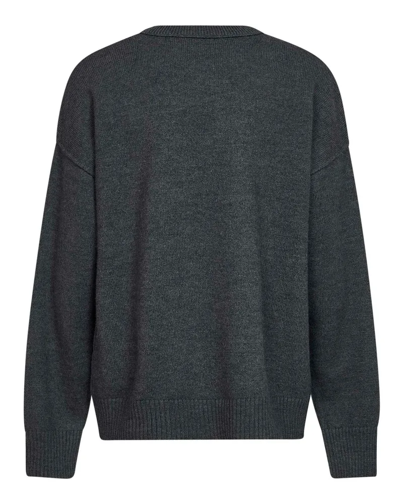 AMI Paris Men's Crewneck Sweater Ami De Coeur Grey Wool 