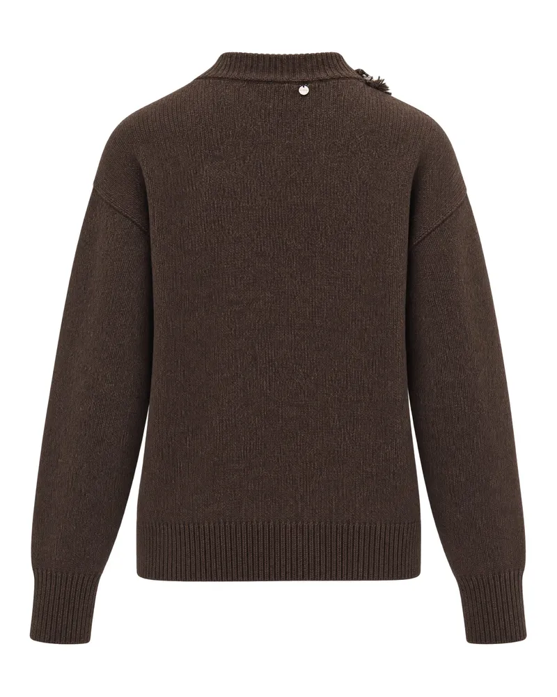 Liu Jo Crystal-Embellished Turtleneck Sweater — Brown Brown