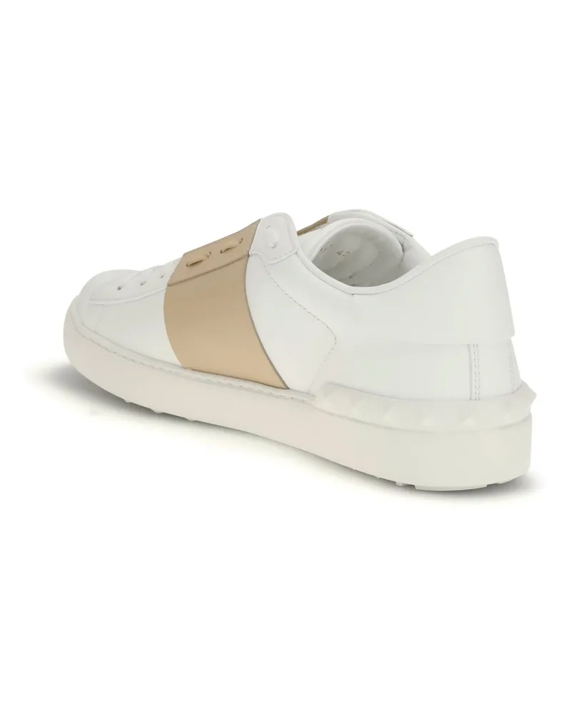 Valentino Garavani Men's Sneakers Open Calf Leather White-Sahara Beige Beige-White Trainers White/sahara Beige/white White