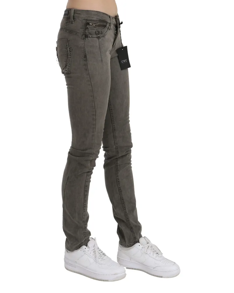 CoSTUME NATIONAL Women's Gray Low Waist Skinny Denim Cotton Jeans Clothing Gray