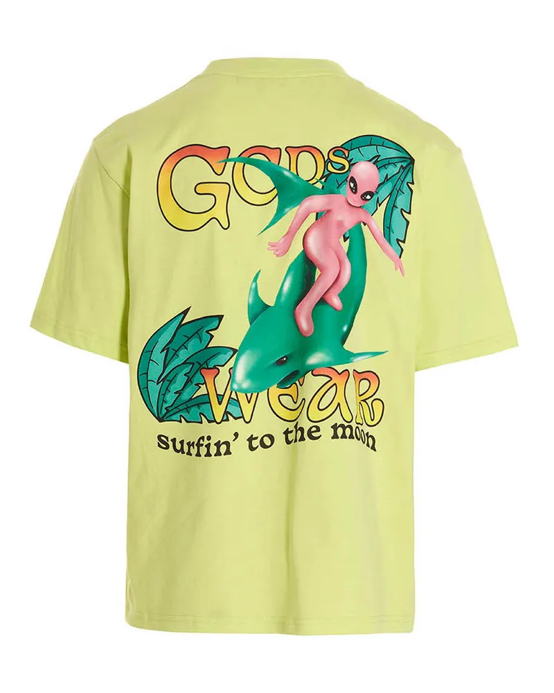 GCDS Logo-Embroidered Cotton T-Shirt — Lime Lime