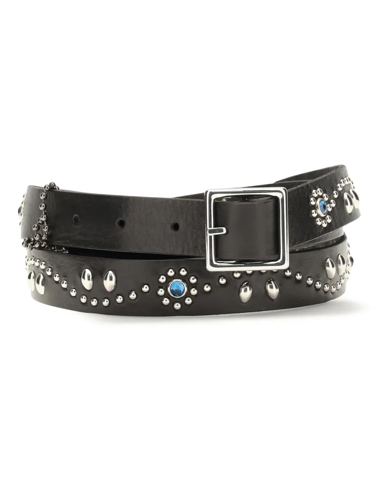 HTC Hollywood Trading Company Studded Calf Leather Belt — Black Black