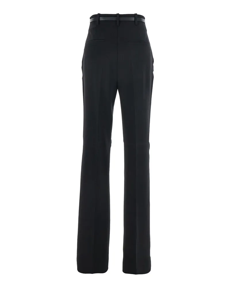SPORTMAX Women's Black Pants With Belt And Metallic Buckle Viscose Trousers Black
