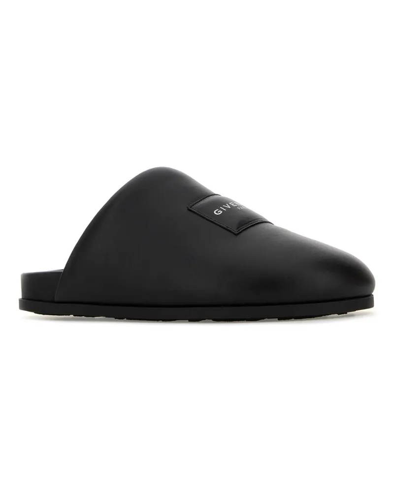 Givenchy Men's Black Leather Slippers Flat Shoes Black