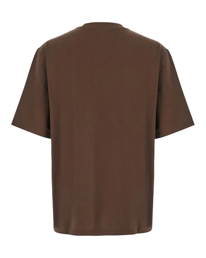 AMI Paris ADC Embroidered Cotton T-Shirt — Brown Brown