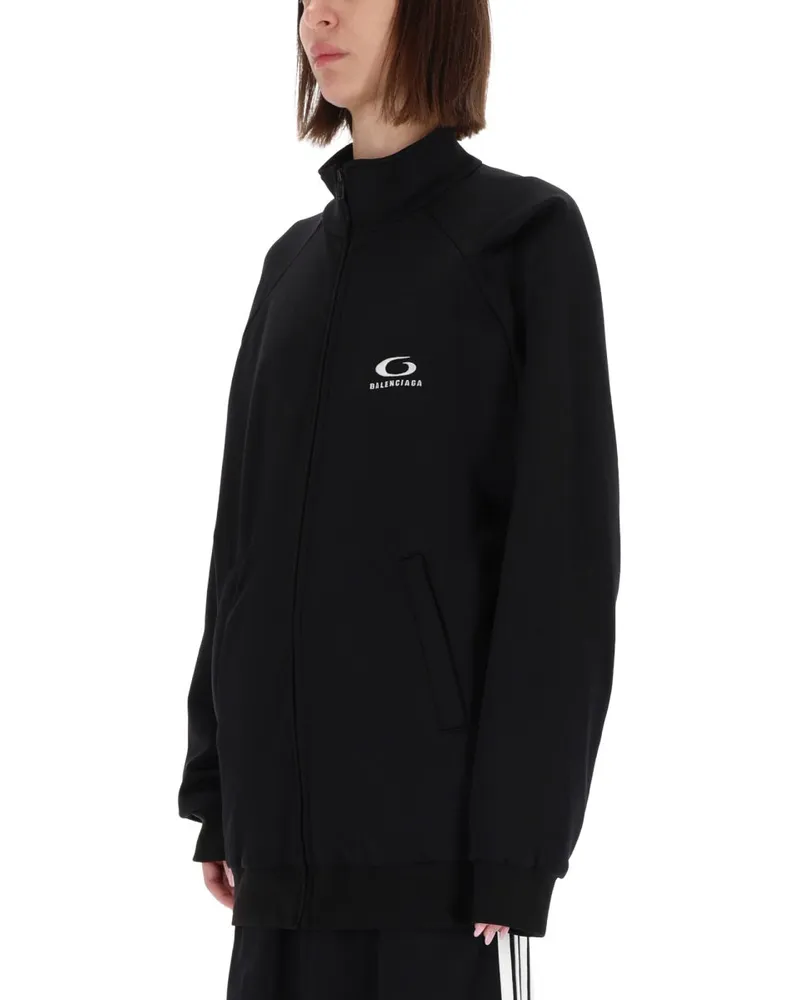 Balenciaga Logo-Print Polyamide-Cotton Sweatshirt — Black Black