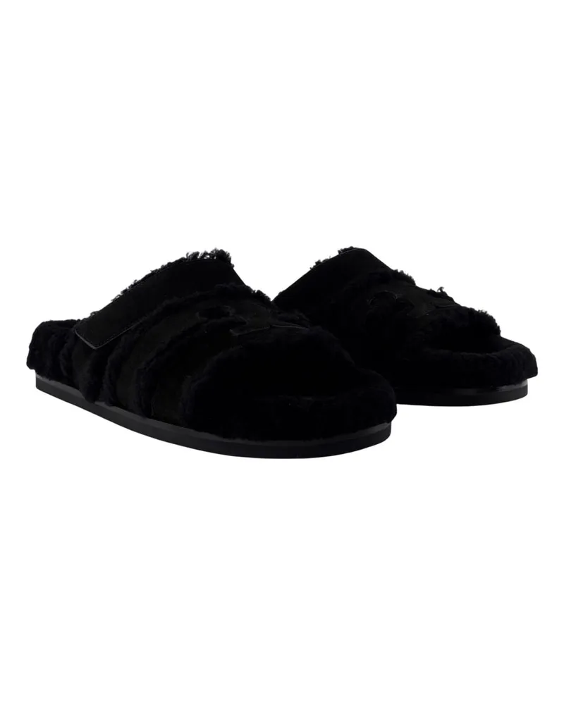 Tory Burch Women's Ines Sport Sandals -  Leather Black Calfskin Shoes Flat-Shoes Black