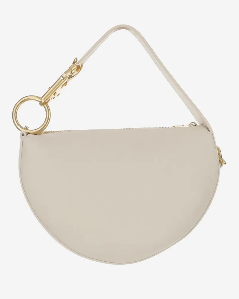 Burberry Women's Knight Arc Bag White Calf Grain Leather Shoulder White