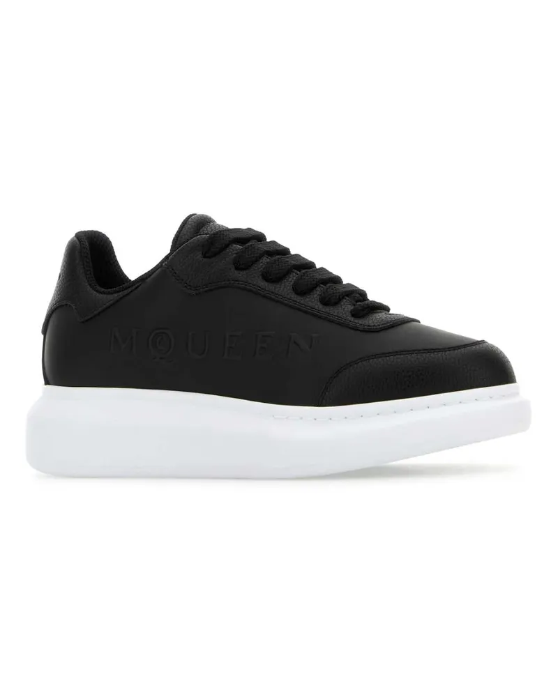 Alexander McQueen Women's Black Leather Sneakers With Heel Blackblackblack Upper And Rubber Sole Black