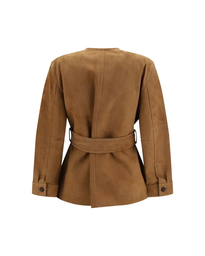 Max Mara Women's Brown Lamb Leather Jacket Clothing Brown