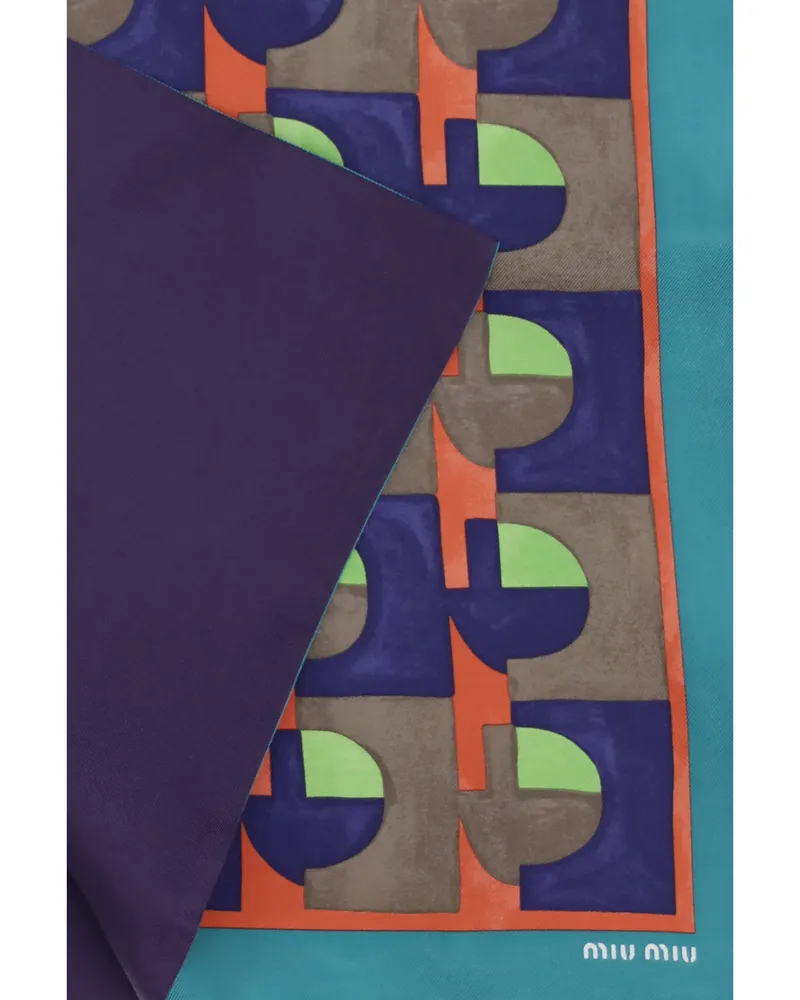 Miu Miu Women's Scarf Geometric Print Silk Assenzio-Begonia Assenzio/begonia Scarfs Multicolor