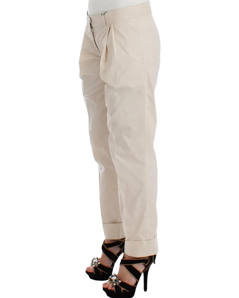 Ermanno Scervino Women Beige Chinos Casual Dress Pants Khakis Nylon Beige
