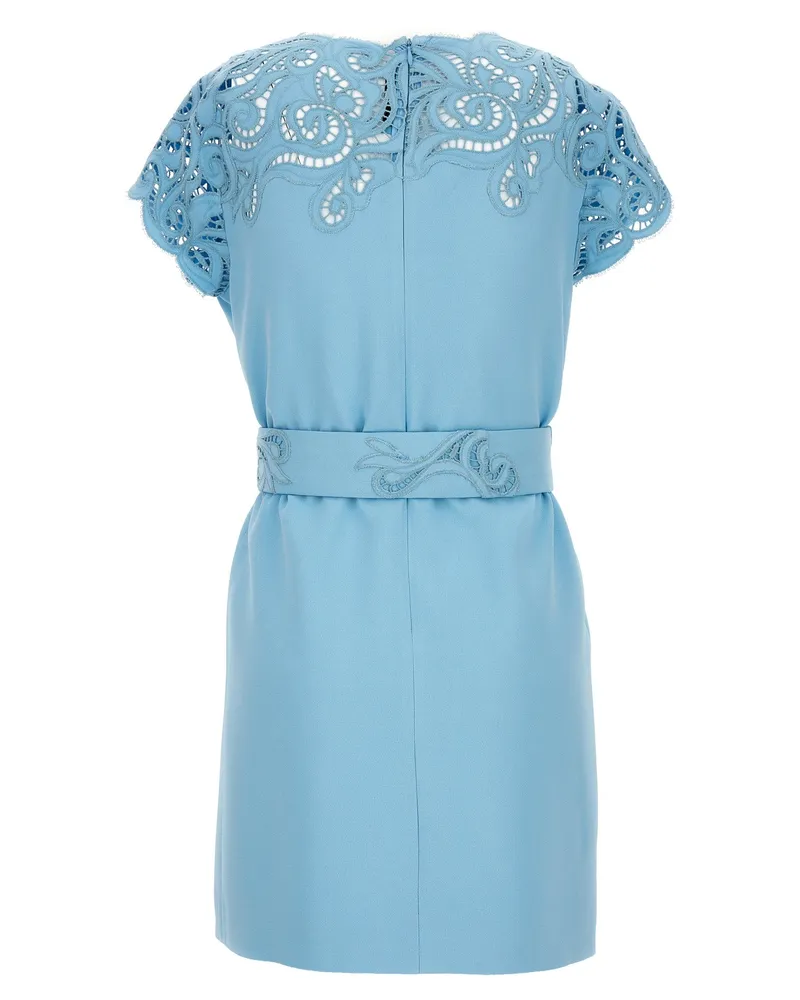 Ermanno Scervino Lace-Trimmed Dress — Blue Blue