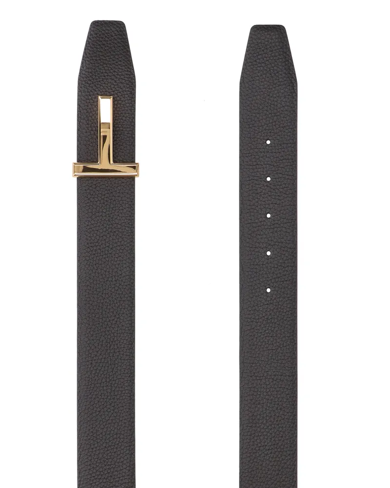 Tom Ford Men's Belts Brown Calf Leather Black