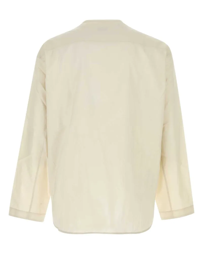 Christophe Lemaire Men's Sand Poplin Vareuse Shirt Lightcream Exterior: Cotton Silk Maglie Sweater Beige