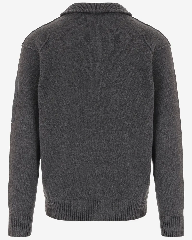 C.P. Company Men's Half-Zip Sweater Wool-Blend Dark Shadow Wool Polyamide Gray
