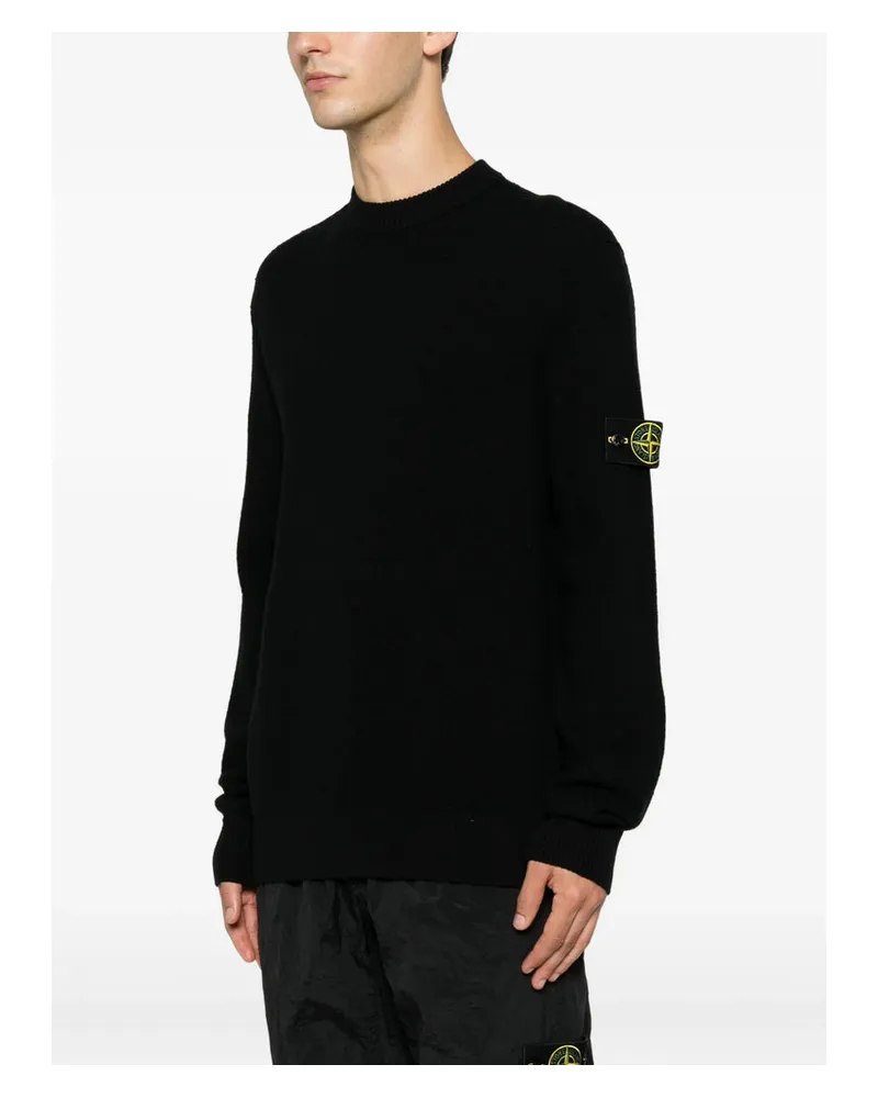 Stone Island Virgin Wool Crew-Neck Sweater — Black Black