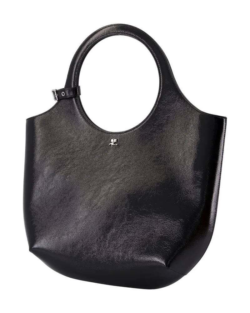 Courrèges Women's Medium Holy Purse -  Leather Black Bags Handbags-Purses Black