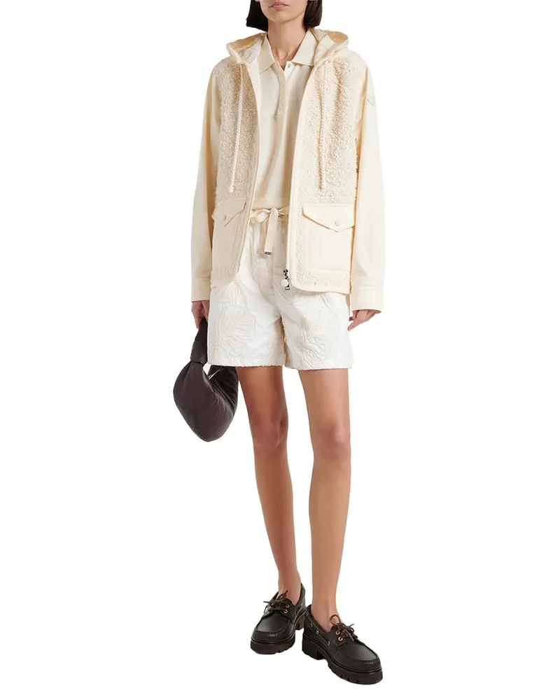 Moncler Embroidered Cotton Bermuda Shorts — White White