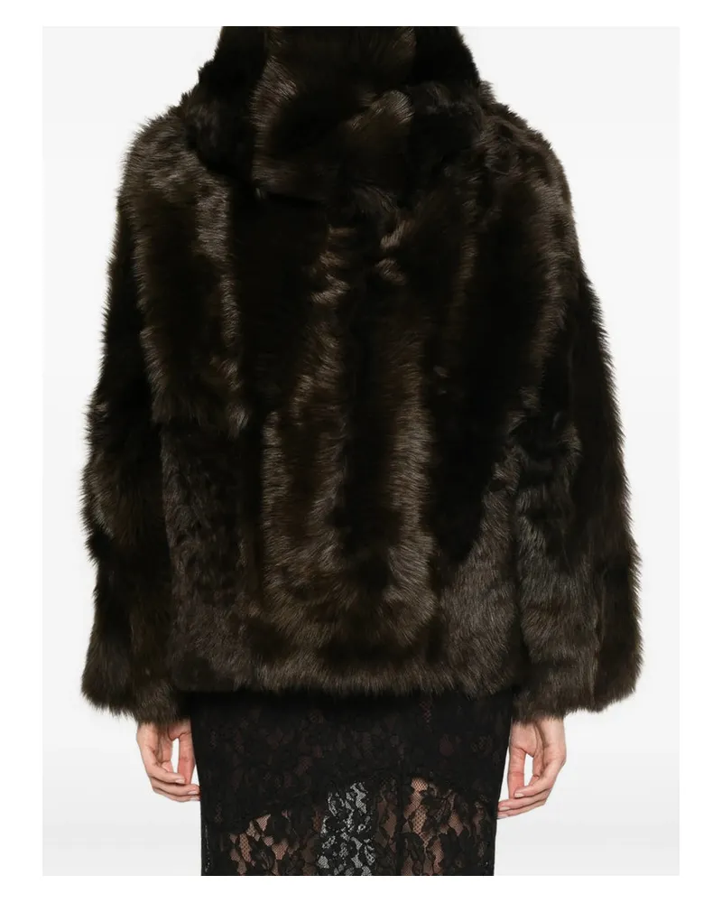 Yves Salomon Lamb Fur Hooded Coat — Brown Brown