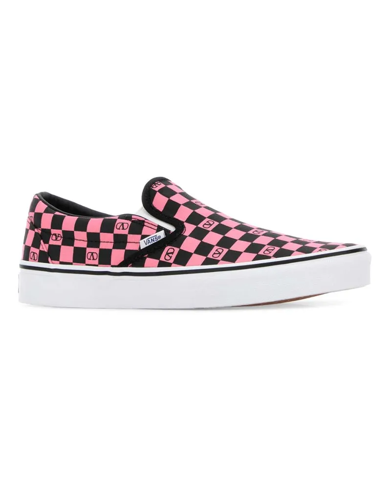 Valentino Garavani Men's Printed Canvas  X Vans Classic Slip-On Slip-Ons Pinkorchidneronerobianemie Cotton Sneaker Pink