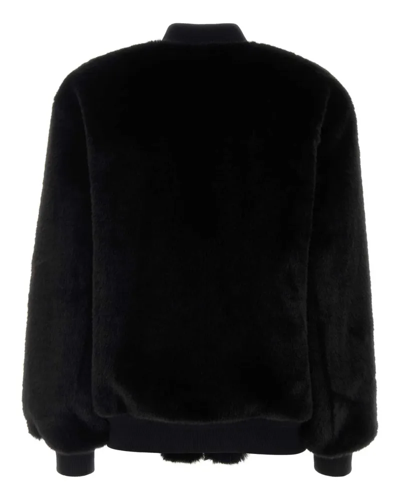 Prada Women's Black Eco Fur Bomber Jacket Nero Pellicce Black