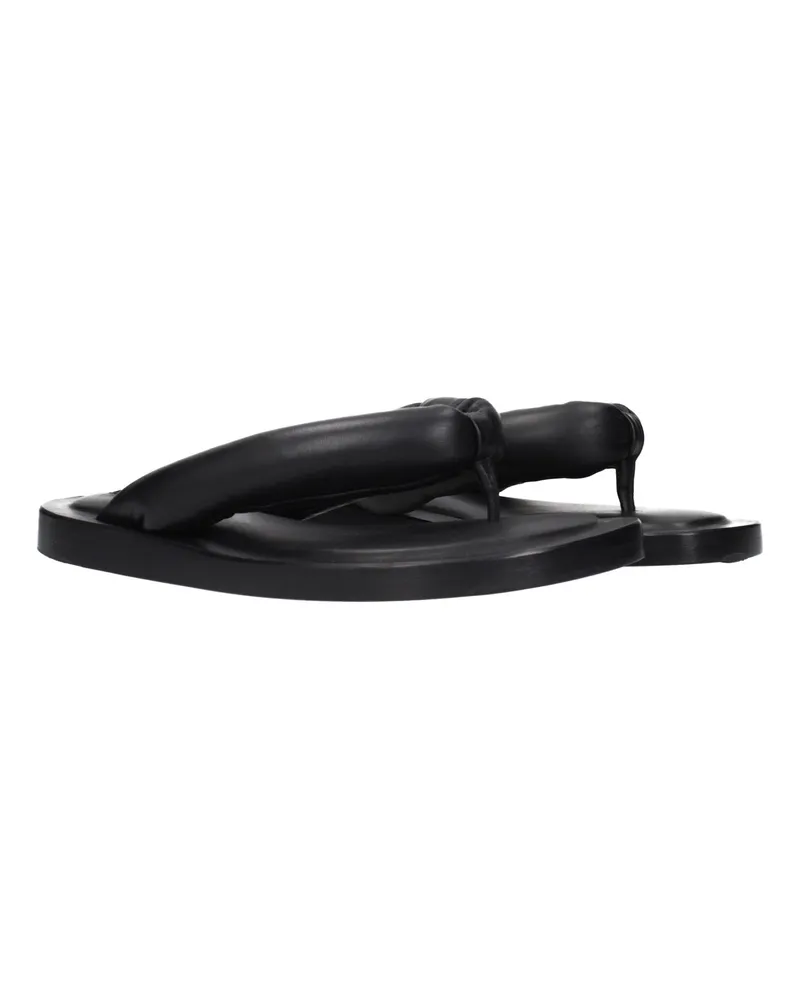 Jil Sander Leather Flip-Flop Sandals — Black Black