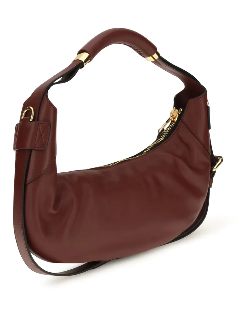Moschino Calfskin Leather Shoulder Bag — Burgundy Burgundy